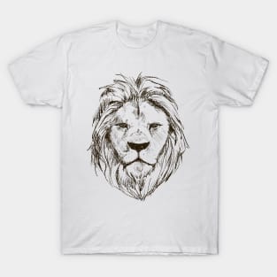 Lion Head Lineart Sketch Design T-Shirt